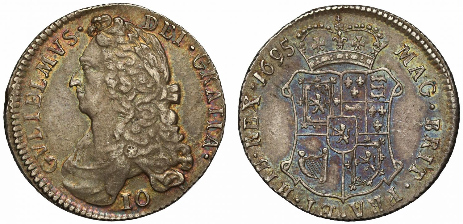 Scotland, William III 1695 Ten Shillings, very well preserved example