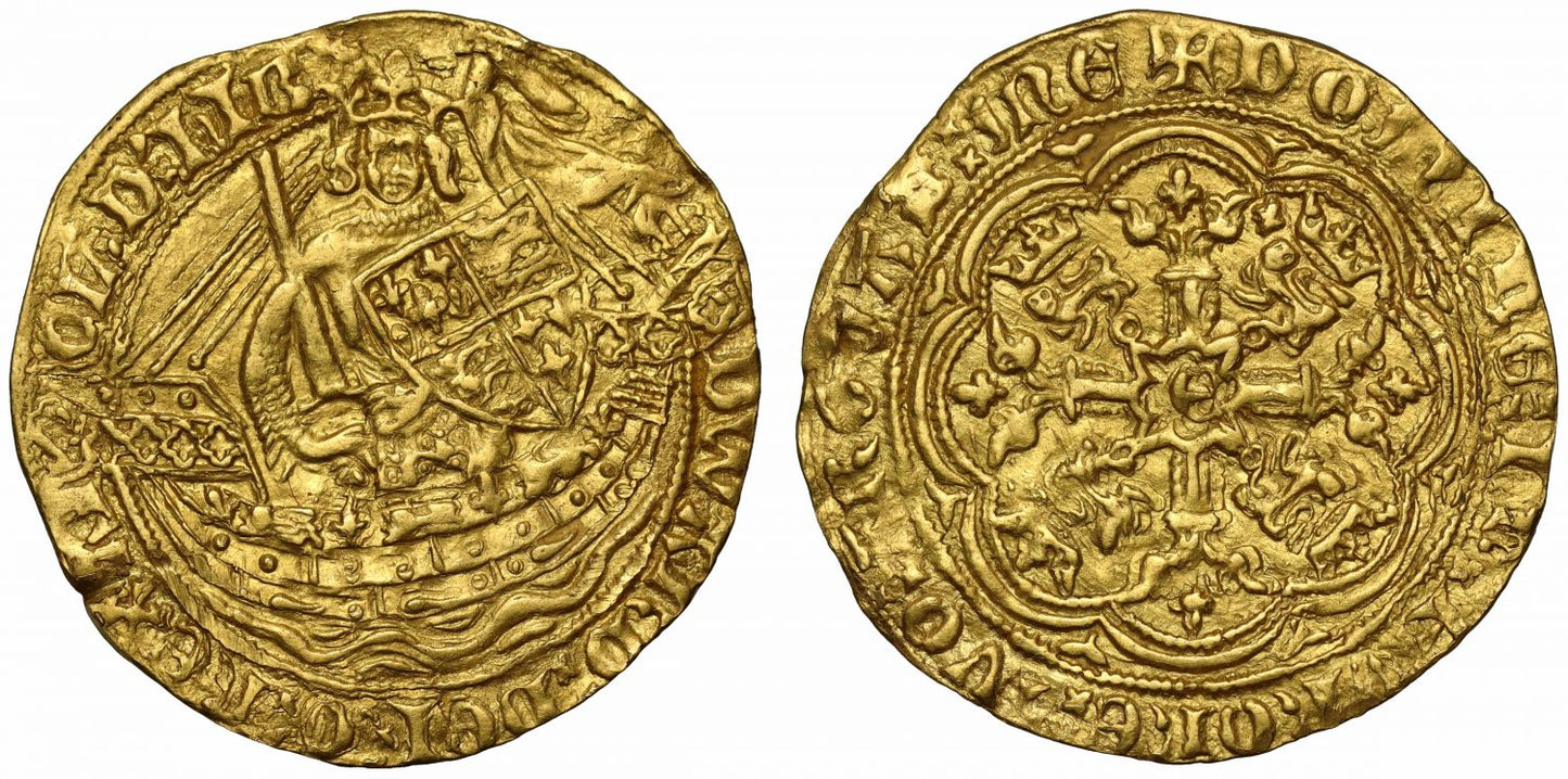 Edward III Half-Noble, Transitional Treaty Period, "cursing" reverse variety