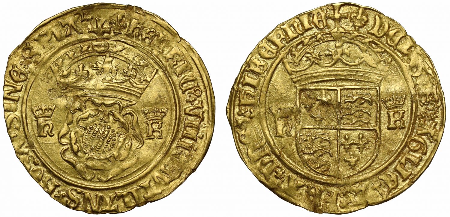 Henry VIII gold Crown, 2nd coinage, mm. lis, HK with Katherine of Aragon