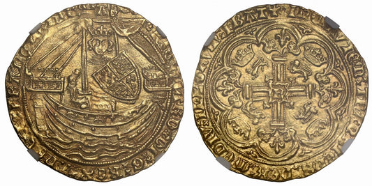 Richard II Noble, type 1b, London, MS62, only 5x examples finer