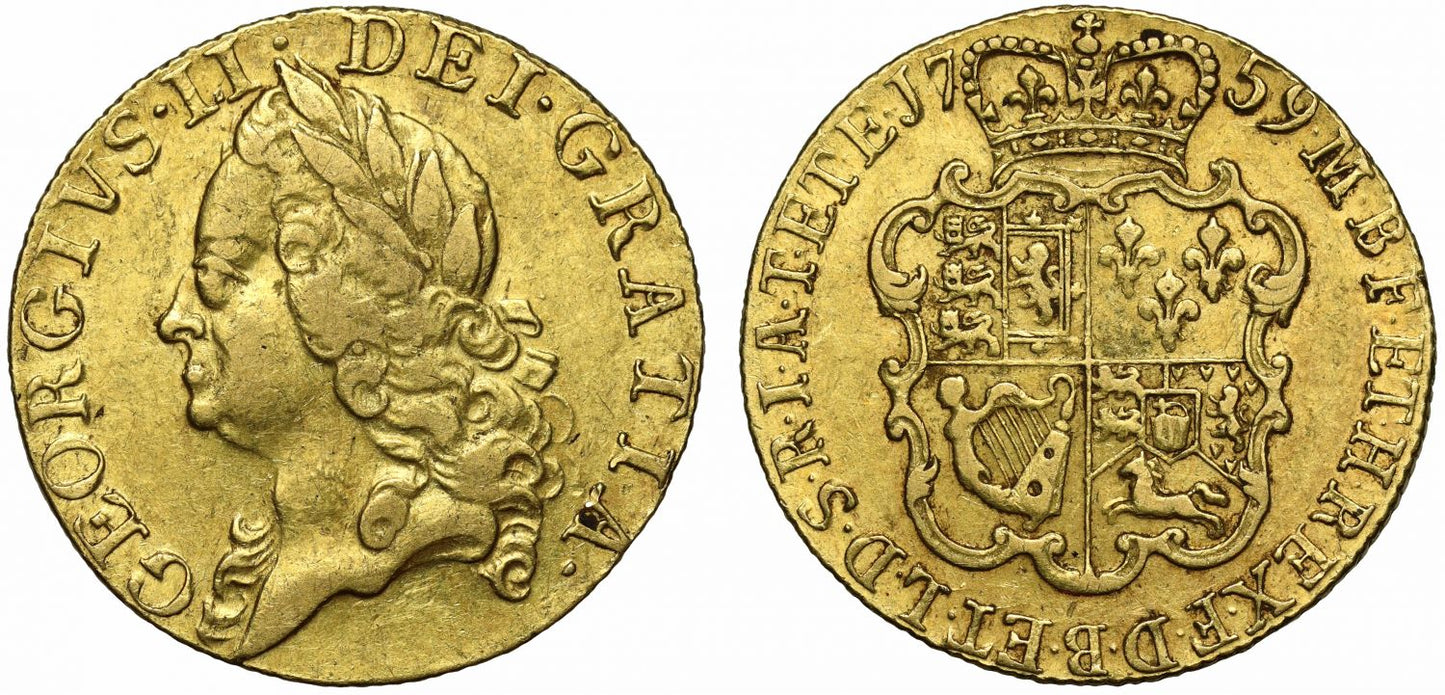 George II 1759 Guinea, old head, reign penultimate date