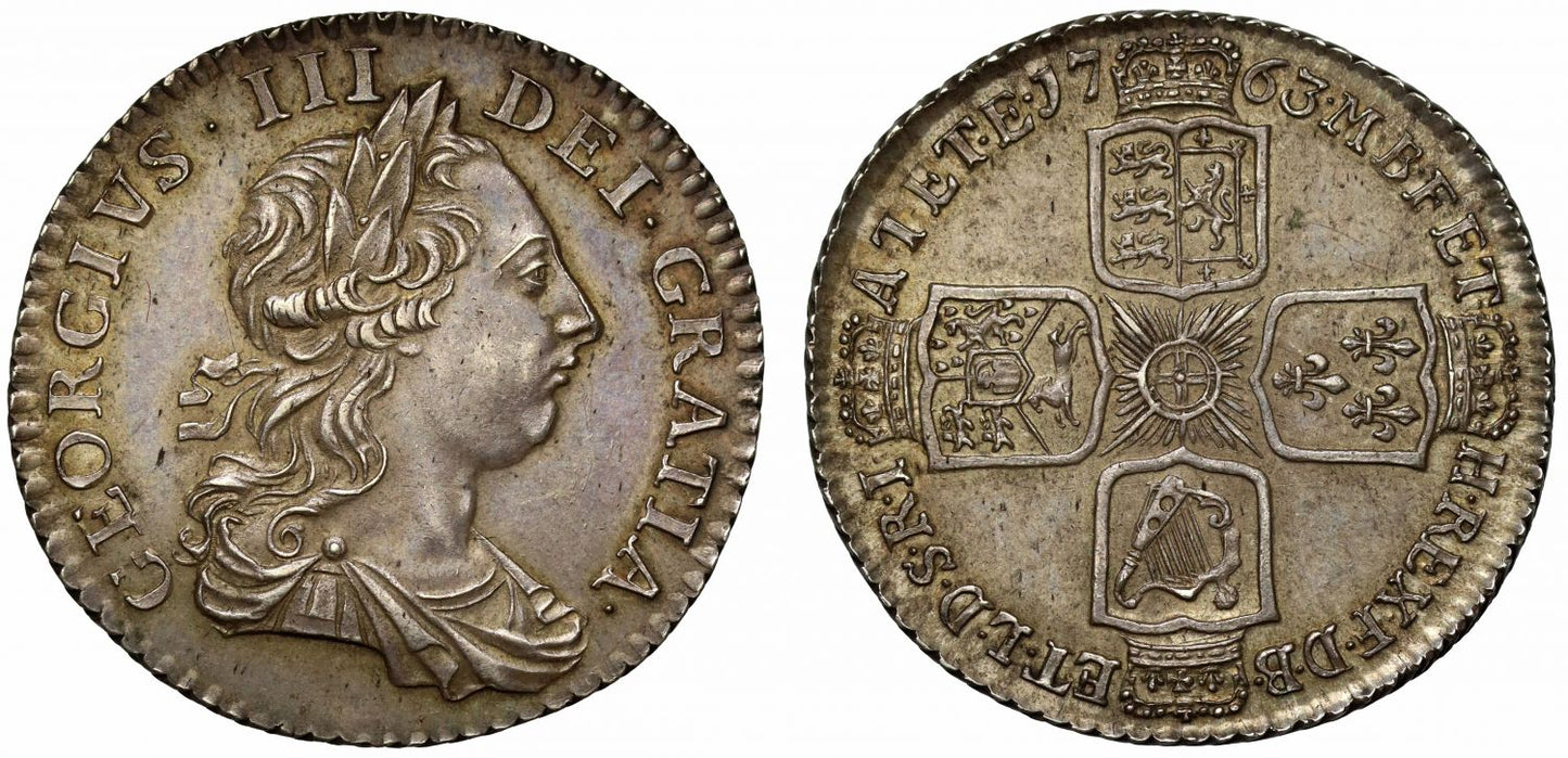 George III 1763 'Northumberland' Shilling, 1st shilling of reign