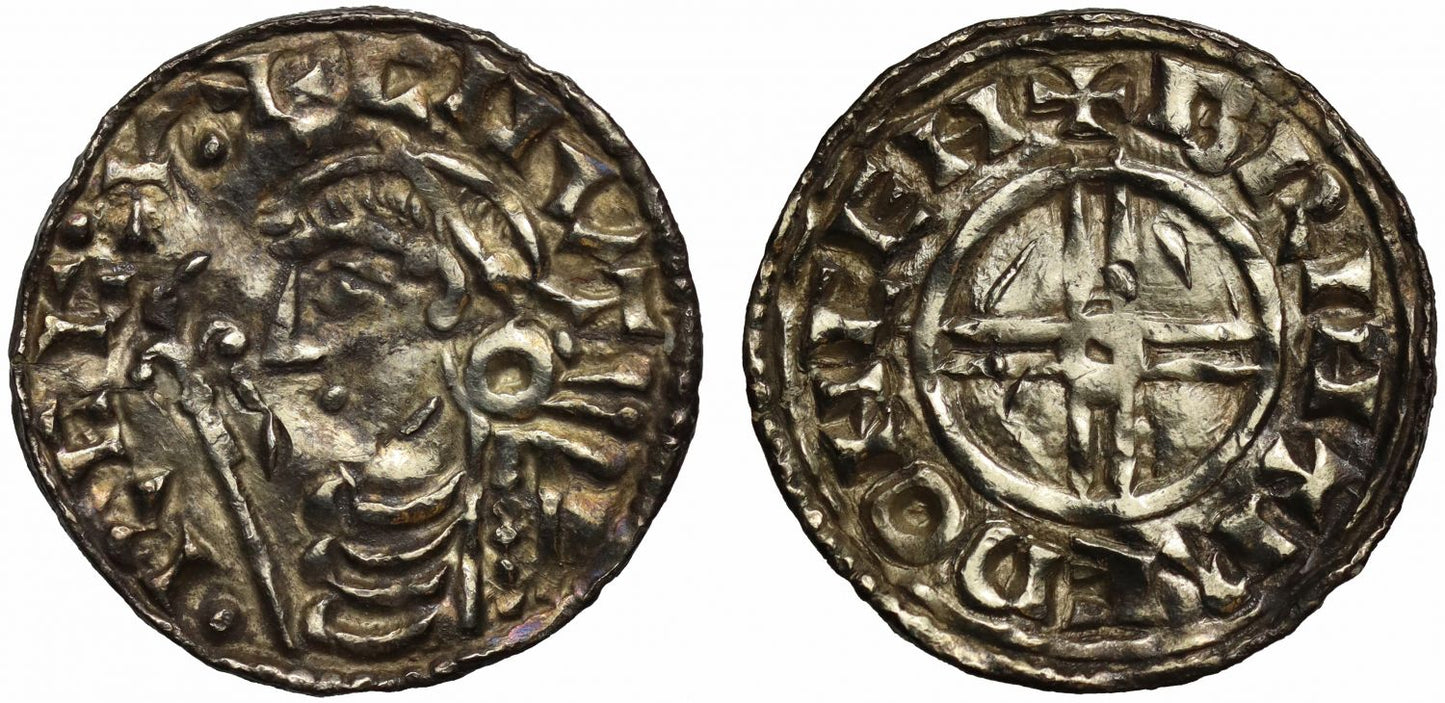 Canute Penny, Short Cross type, Canterbury Mint, moneyer Brihtred