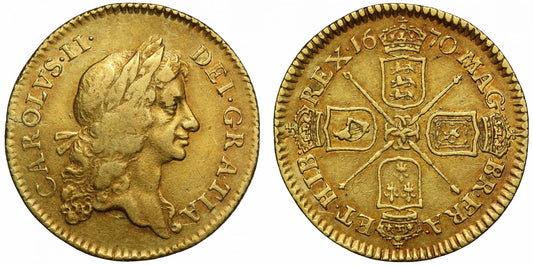 Charles II 1670 Half-Guinea, 2nd year denomination struck, ex Bartlett