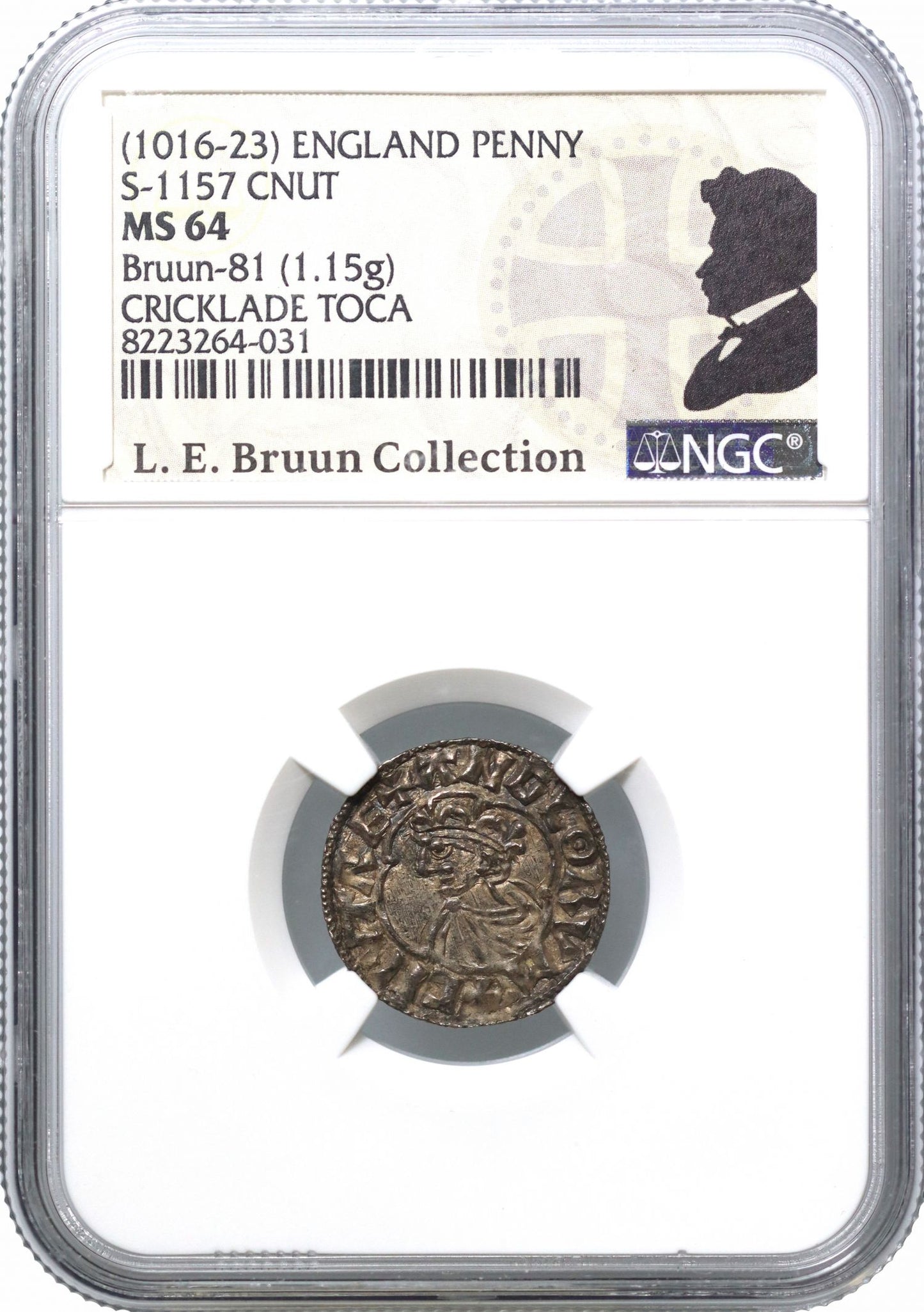 Canute Penny, Quatrefoil type, MS64, Cricklade, Toca, ex Bruun part IV