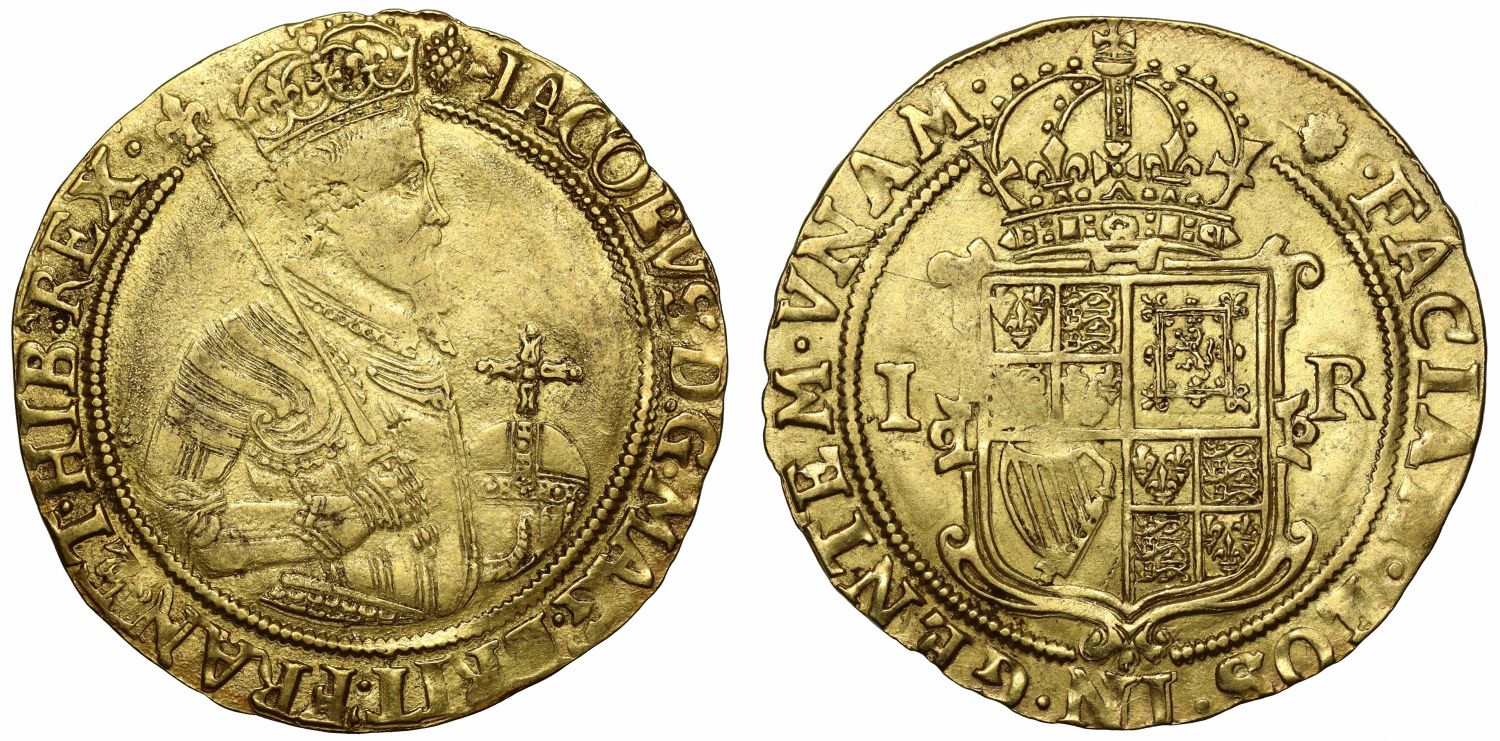 James I Unite, 2nd coinage, 4th bust, mm. grapes, ex Chipping Norton Hoard