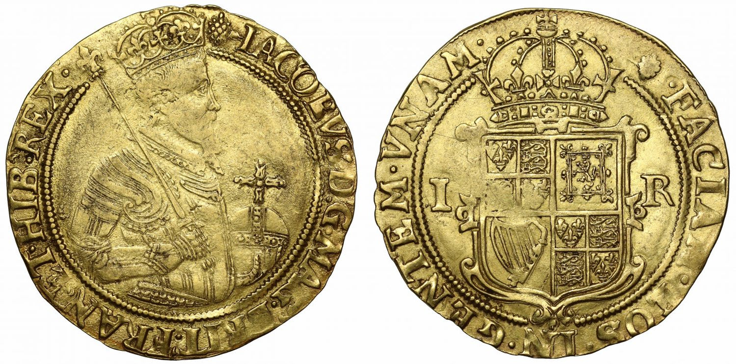 James I Unite, 2nd coinage, 4th bust, mm. grapes, ex Chipping Norton Hoard