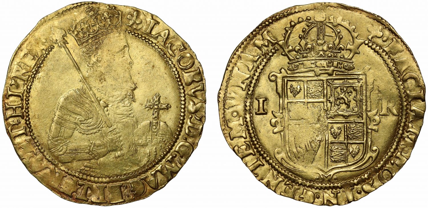 James I Unite, 2nd coinage, 4th bust, mm. trefoil, ex Chipping Norton Hoard