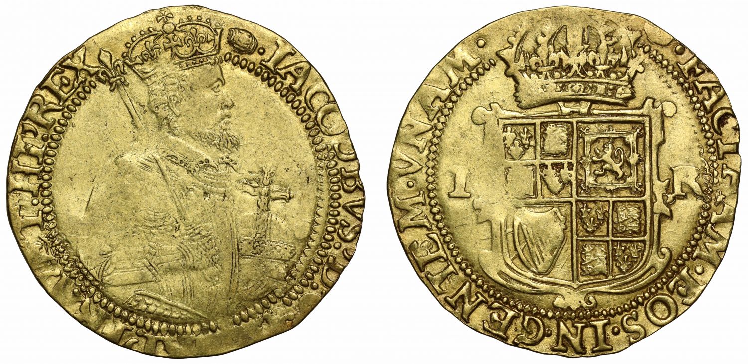 James I Unite, 2nd coinage, 5th bust, mm tun, ex Chipping Norton Hoard (1980)