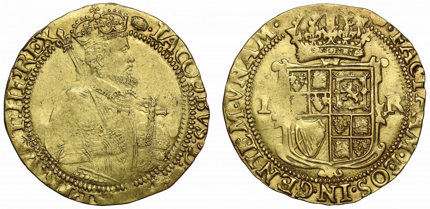 James I Unite, 2nd coinage, 5th bust, mm tun, ex Chipping Norton Hoard (1980)