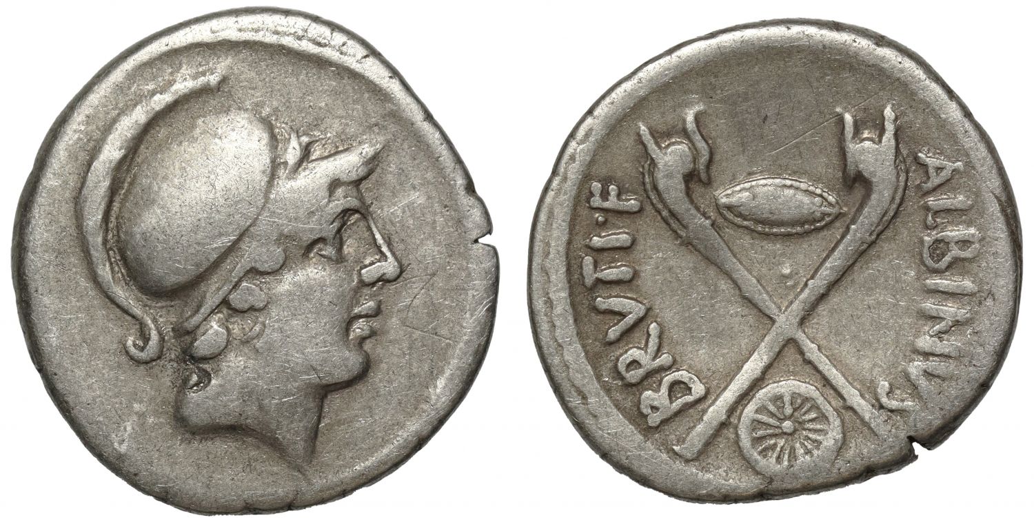 Celtic Interest - D. Iunius Brutus Albinus., Silver Denarius, recalling Caesar's Military Activities in Gaul.