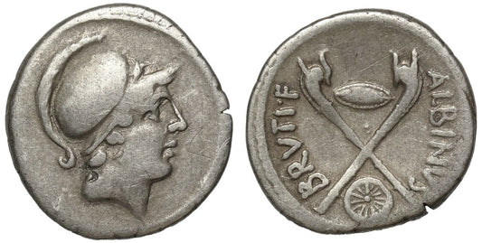 Celtic Interest - D. Iunius Brutus Albinus., Silver Denarius, recalling Caesar's Military Activities in Gaul.