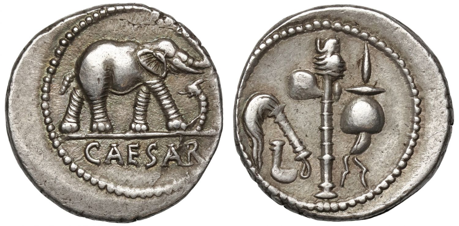 Julius Caesar, Silver Denarius, military mint moving with Caesar.