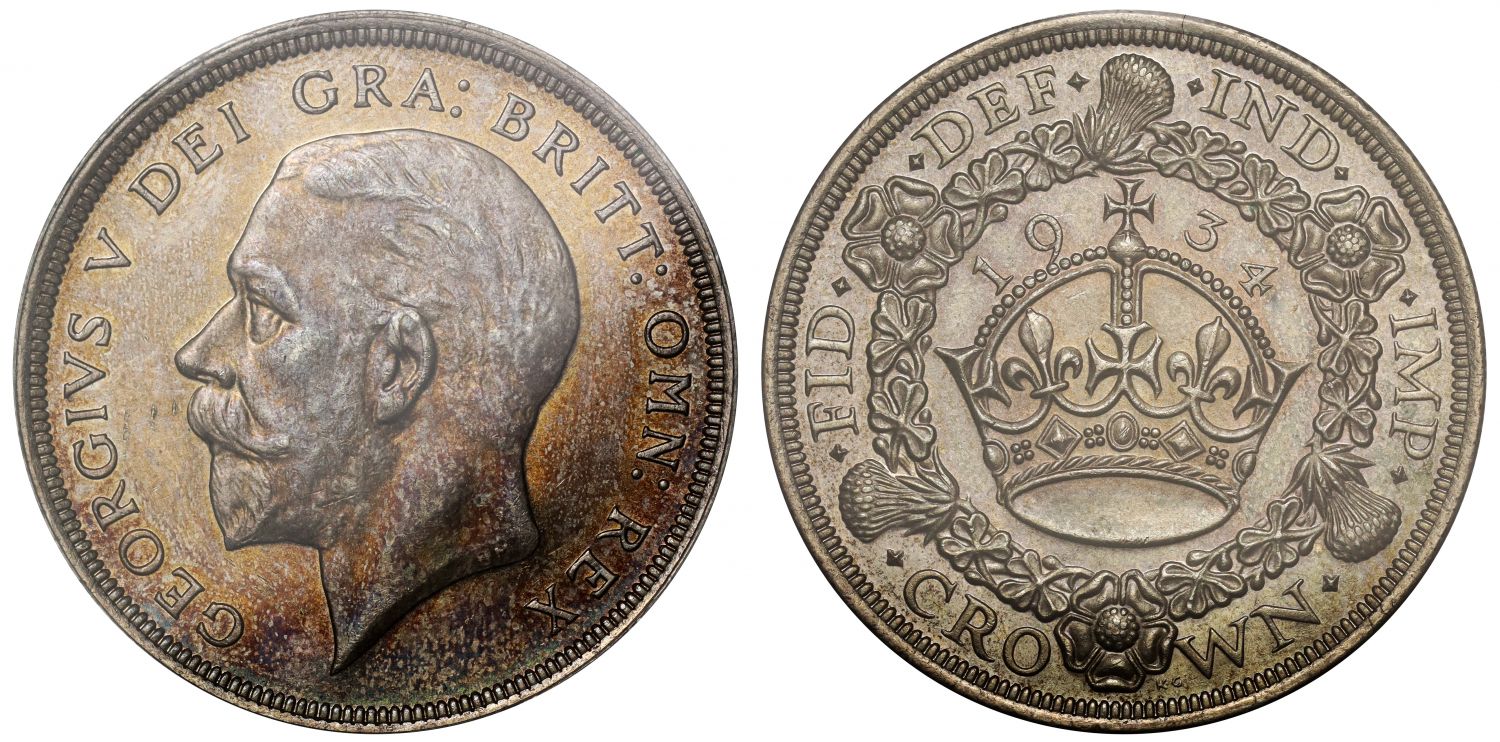 George V 1934 'Wreath' Crown, PCGS MS64, only 932 struck