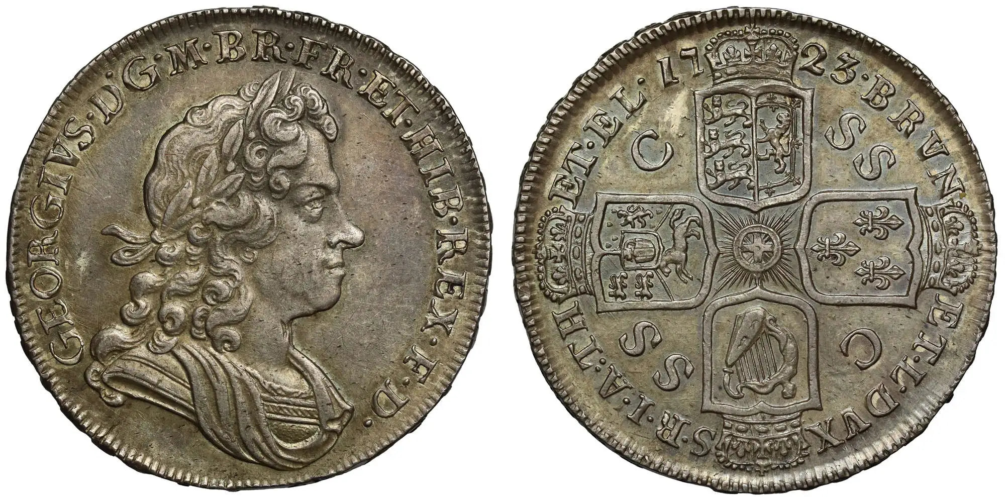 George I 1723 SSC Halfcrown, South Sea Company issue