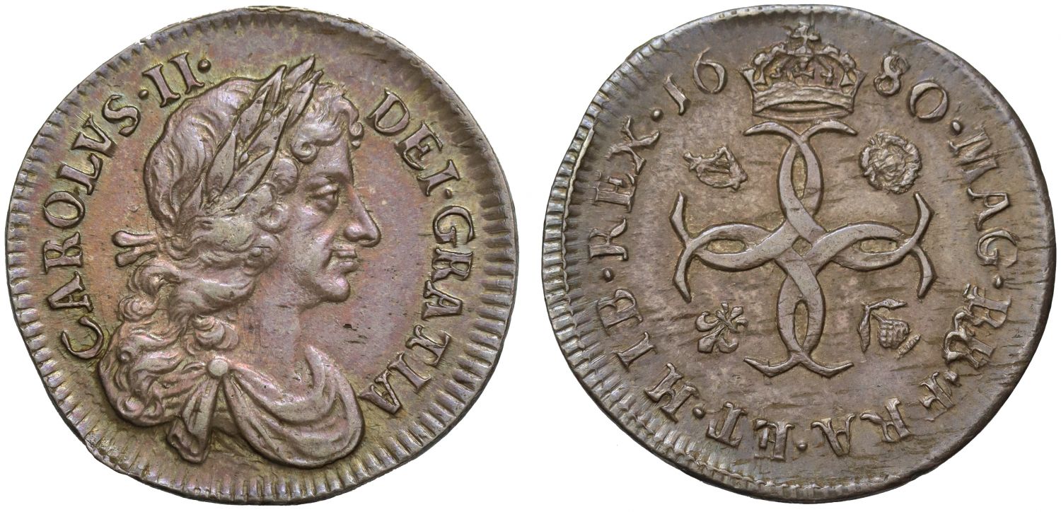 Charles II 1680 silver Groat of Fourpence, attractively toned minor silver coin