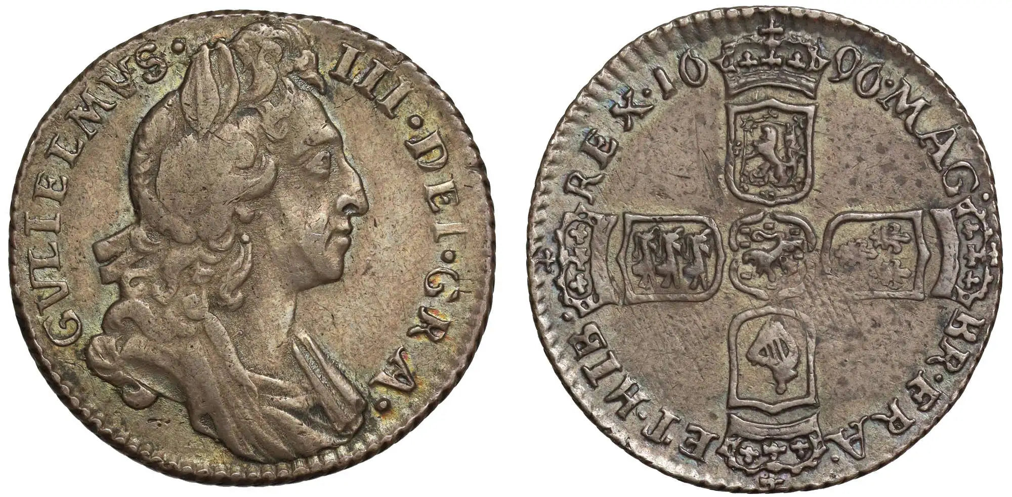 William III 1696 Sixpence, Scottish Arms at date, rotational legend error R4