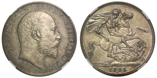 Edward VII 1902 matte proof Crown, PF63 MATTE, ex Prince