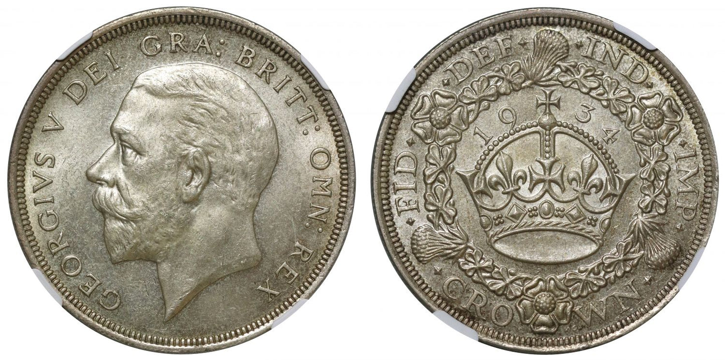 George V 1934 'Wreath' Crown, NGC MS64, rarest date of the type, ex Prince