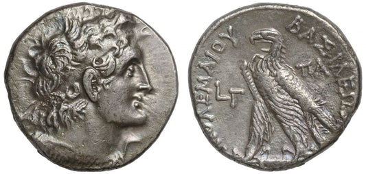Cleopatra III and Ptolemy IX Soter, Silver Tetradrachm.