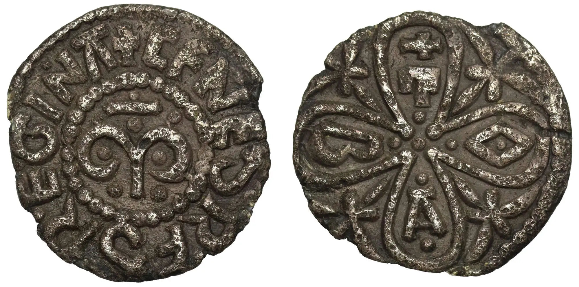 Cynethryth (wife of Offa) Penny, non portrait type, Canterbury, Eoba, ex SNC (1989 and 1993) and Schneider