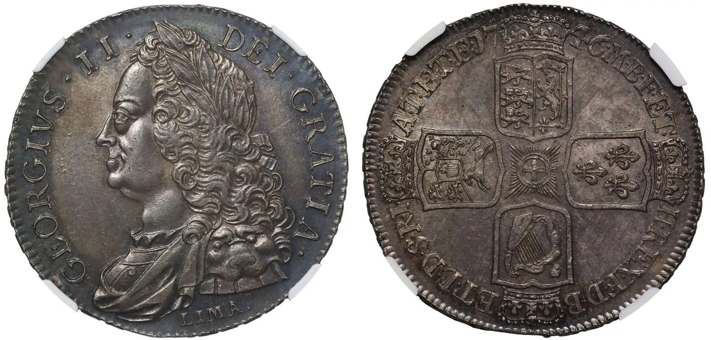 George II 1746 LIMA Crown, MS63, ex Traveller, Spanish silver