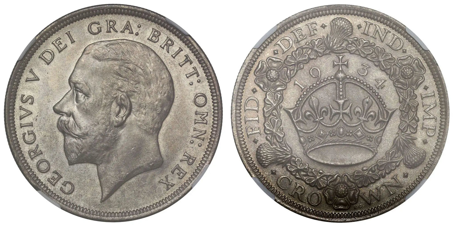 George V 1934 'Wreath' Crown, MS64, rarest of the type, ex Traveller
