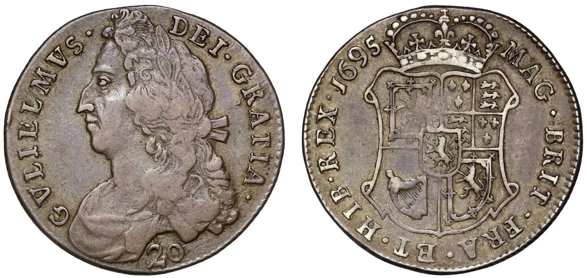 Scotland, William II 1695 Twenty Shillings, first year of issue
