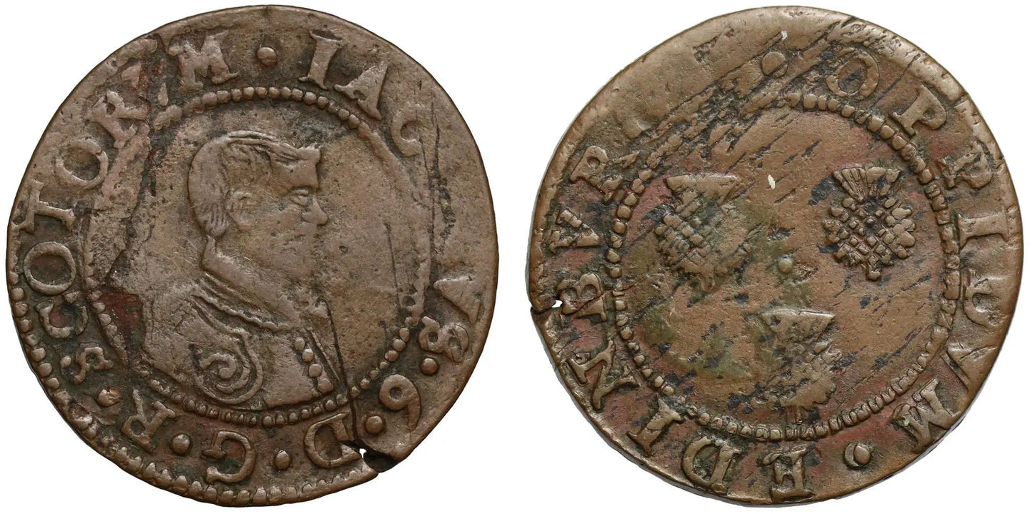 Scotland, James VI copper Turner of Twopence, undated issue of 1597
