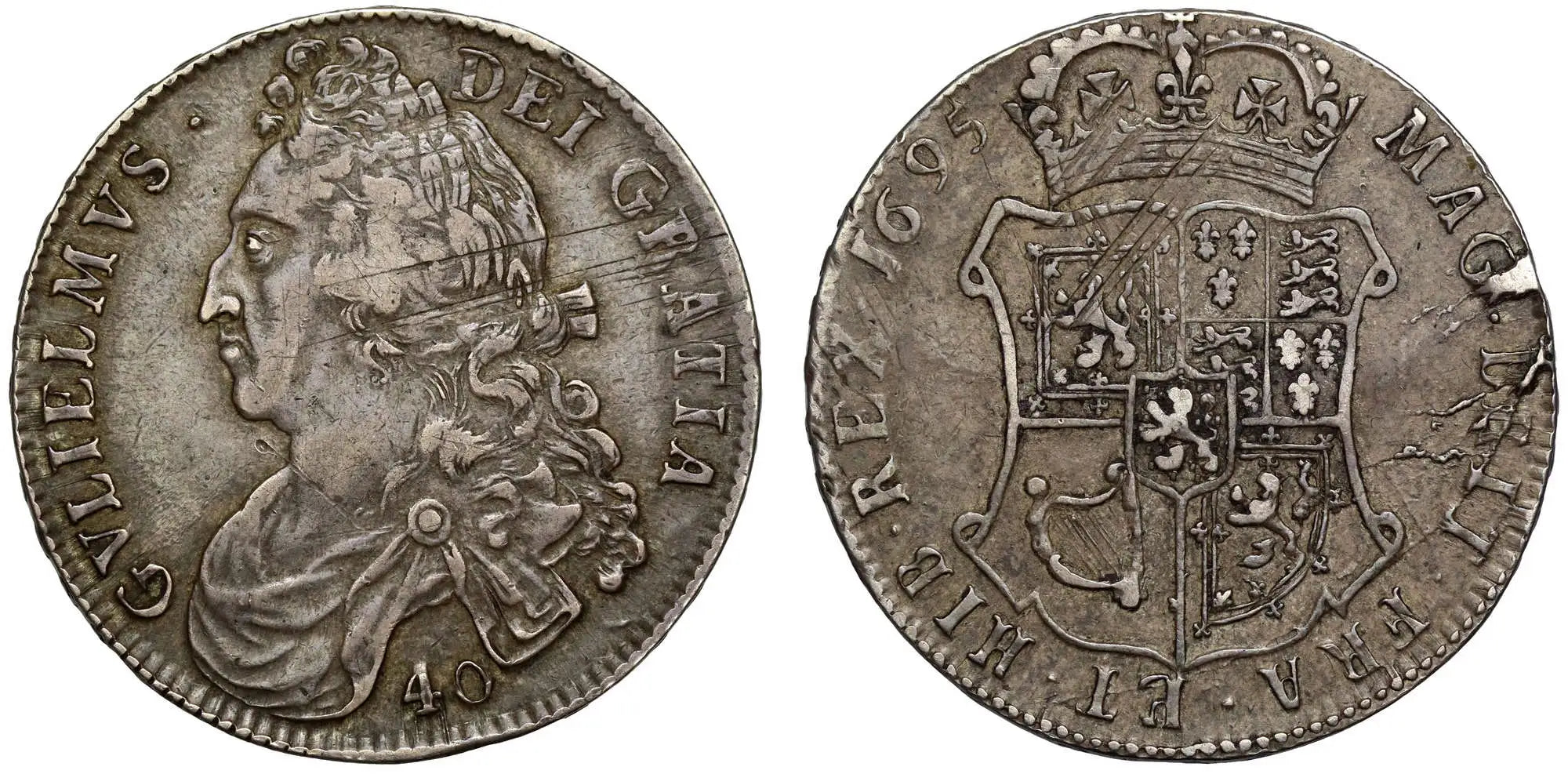 Scotland, William II 1695 Forty Shillings, SEPTIMO, stop after Kings name only