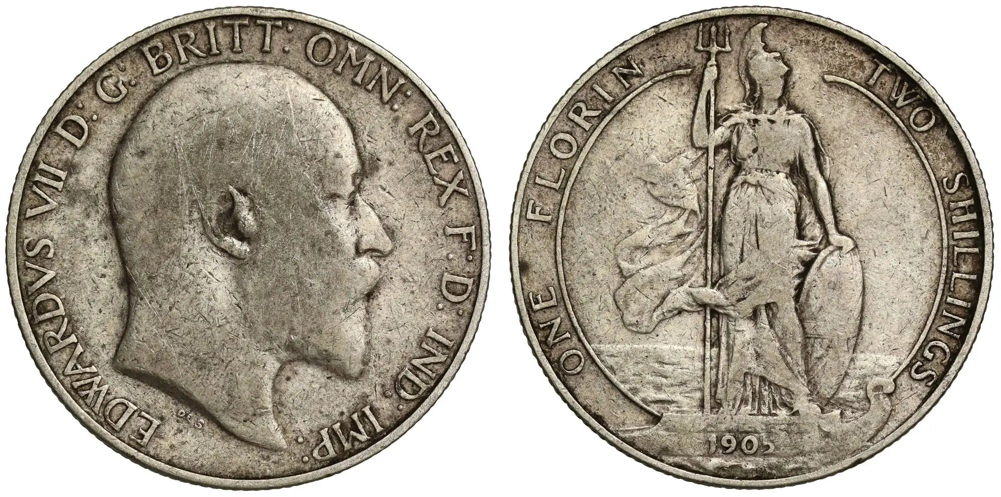 Edward VII 1905 Florin, the rarest date for this denomnation in this reign