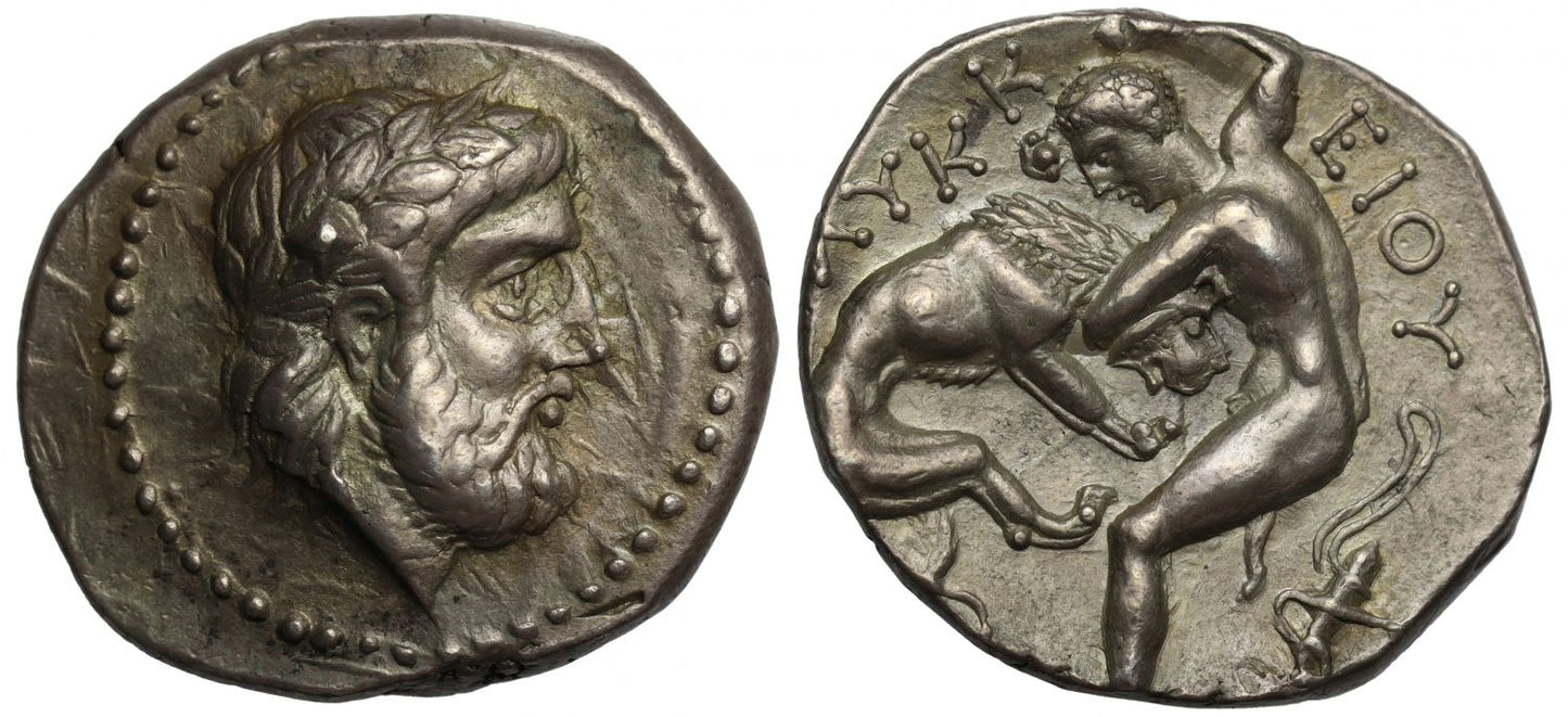 Kings of Paeonia, Lykkeius (c 359 - 335), Silver tetradrachm.