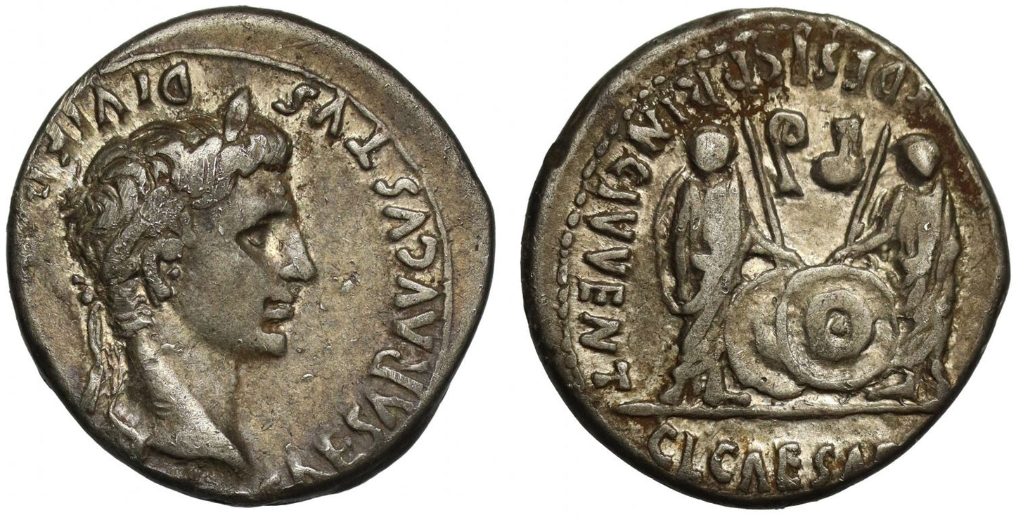Augustus 27 BC- 14 AD, silver Denarius, Lugdunum, 2 BC- 4 AD, ex Helmingham hoard