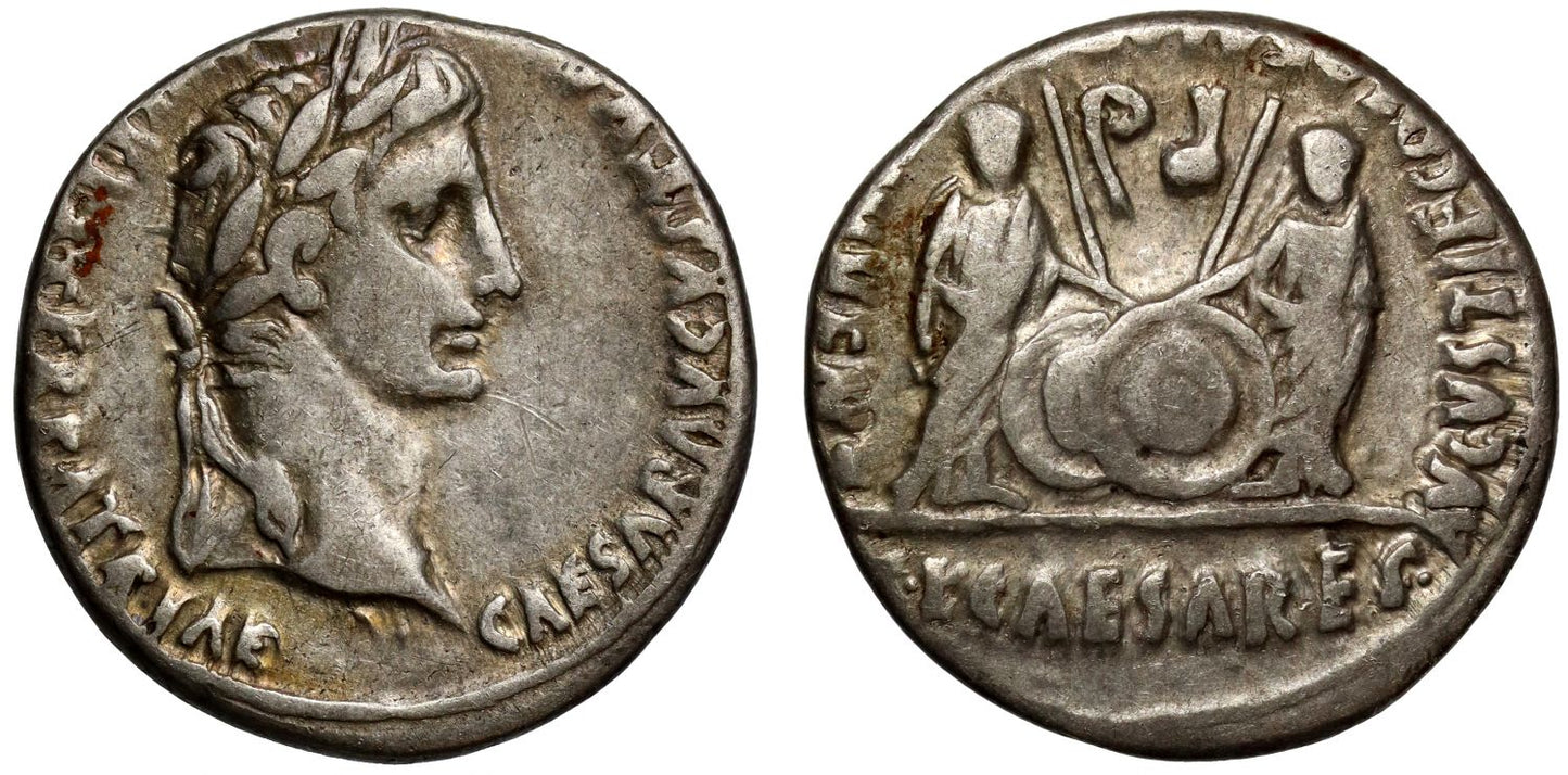Augustus 27 BC- 14 AD, silver Denarius, Lugdunum, 2 BC- 4 AD