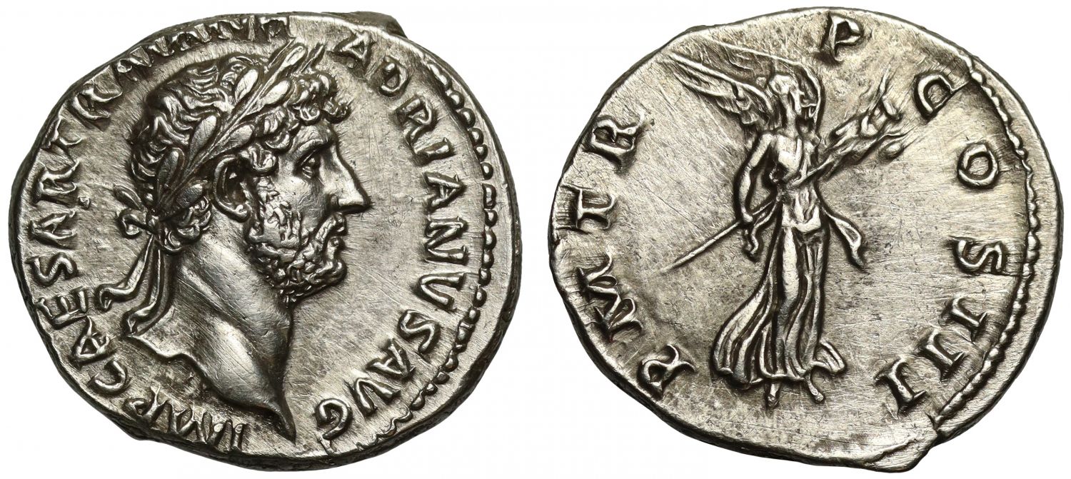 Hadrian 117-138 AD, silver Denarius, Rome 120-121 AD.