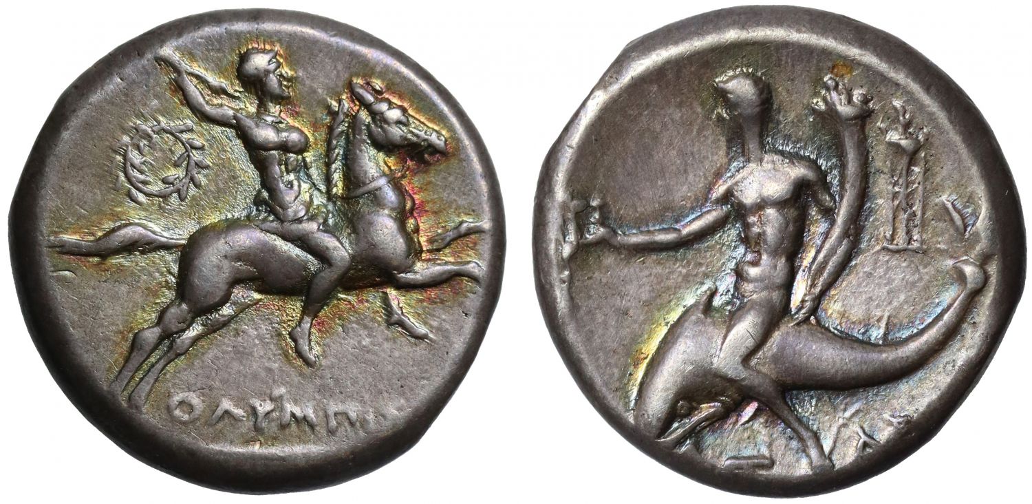 Calabria, Tarentum, Silver Nomos, 240-228 BC, Olympis magistrate