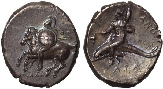 Calabria, Tarentum, Silver Nomos, Apollo and Anth magistrates