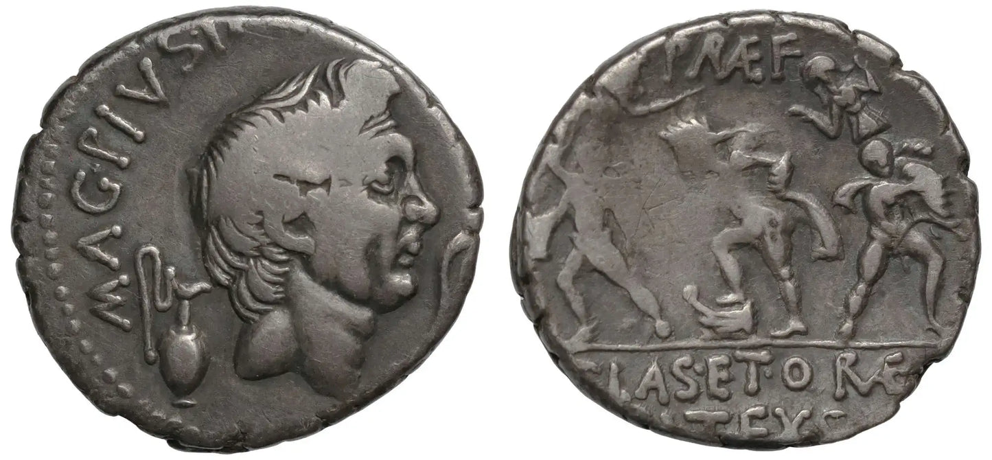Sextus Pompey, Silver Denarius, Uncertain Sicilian Mint.