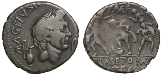 Sextus Pompey, Silver Denarius, Uncertain Sicilian Mint.