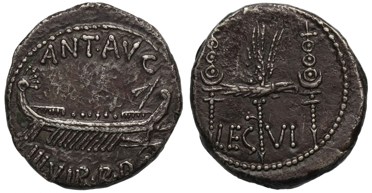 Mark Antony, Silver Legionary Denarius, Legion VI.