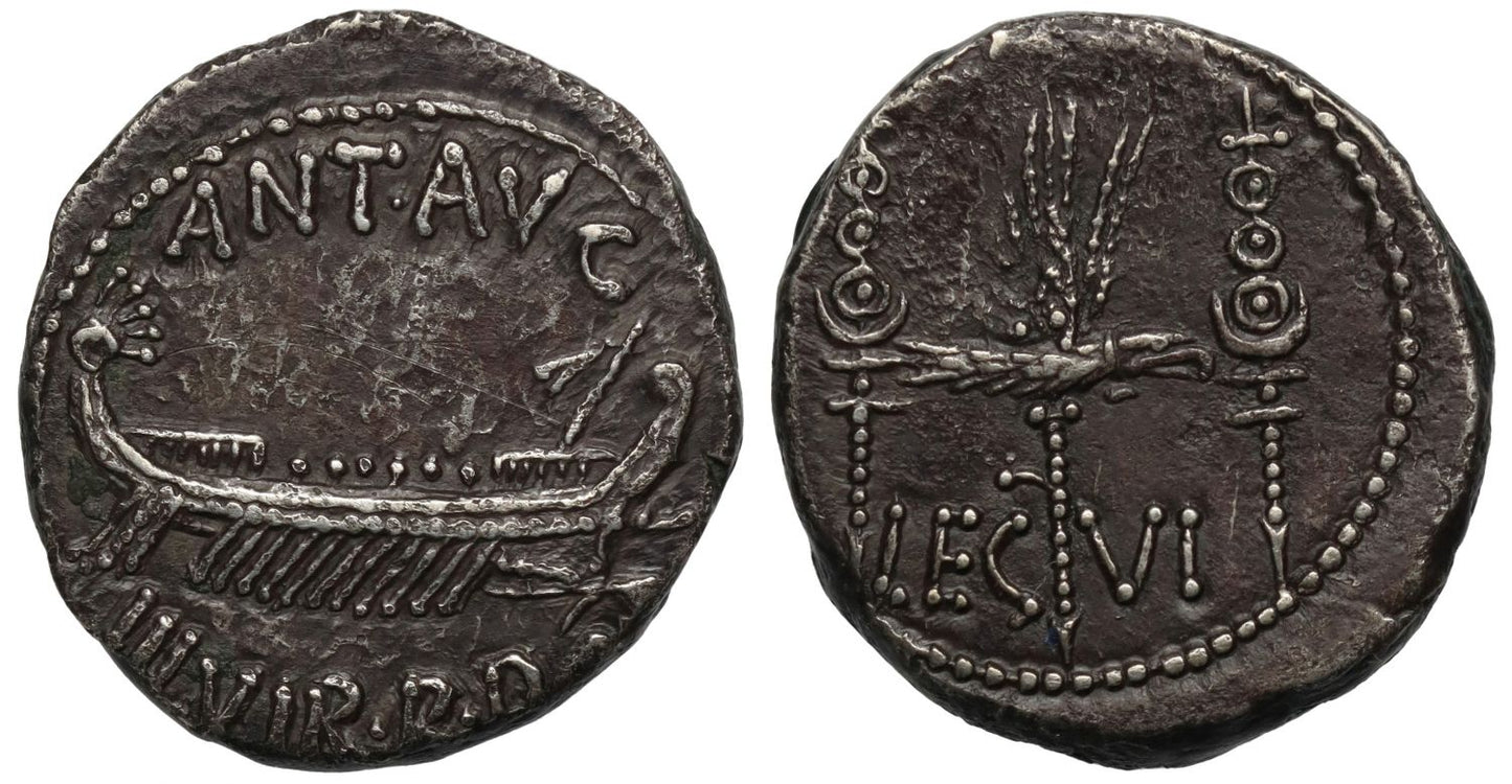 Mark Antony, Silver Legionary Denarius, Legion VI.