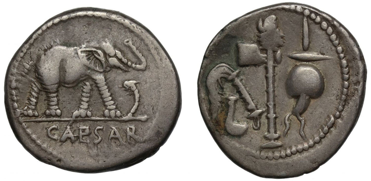 Julius Caesar, Silver Denarius.