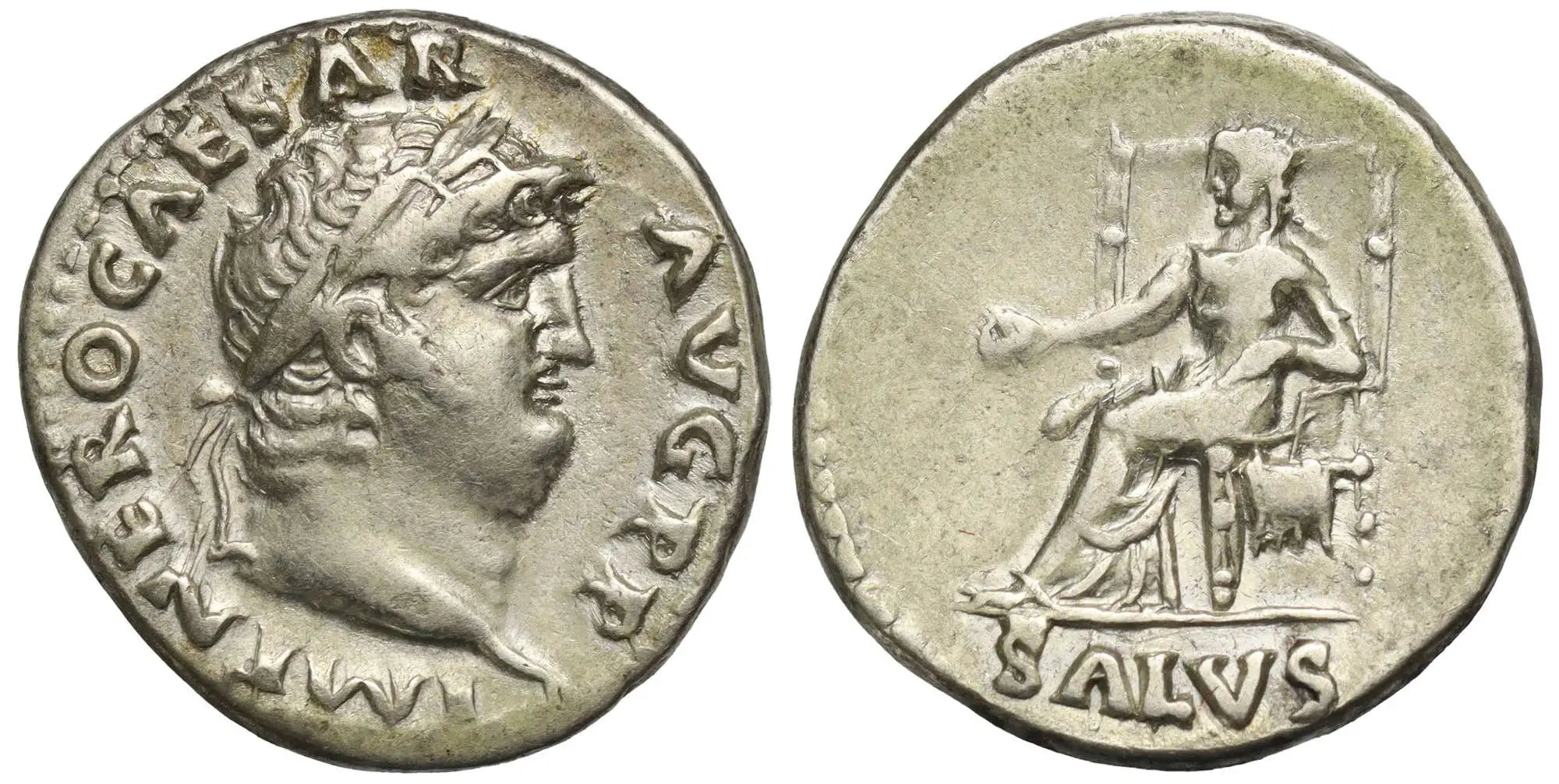 Nero, Silver Denarius, Salus, AD 67-8