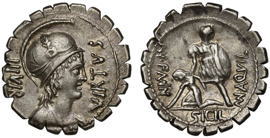 Mn. Aquillius, Silver Serratus Denarius