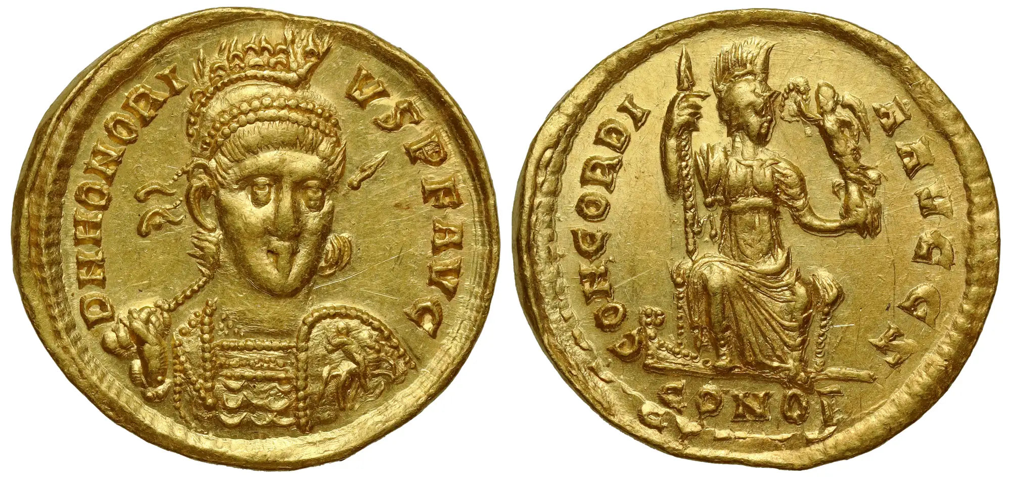 Honorius (AD 393-423), Gold Solidus, Constantinople.