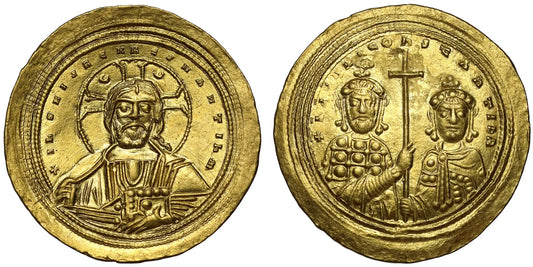 Basil II Bulgaroktonos with Constantine VIII, Gold Histamenon Nomisma, Constantinople