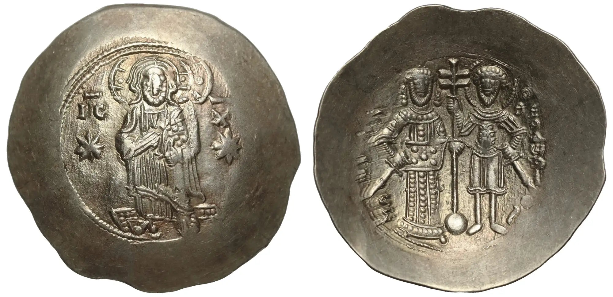 Manuel I, Comnenus (1143-1180), Electrum Aspron Trachy, with St Theodore.