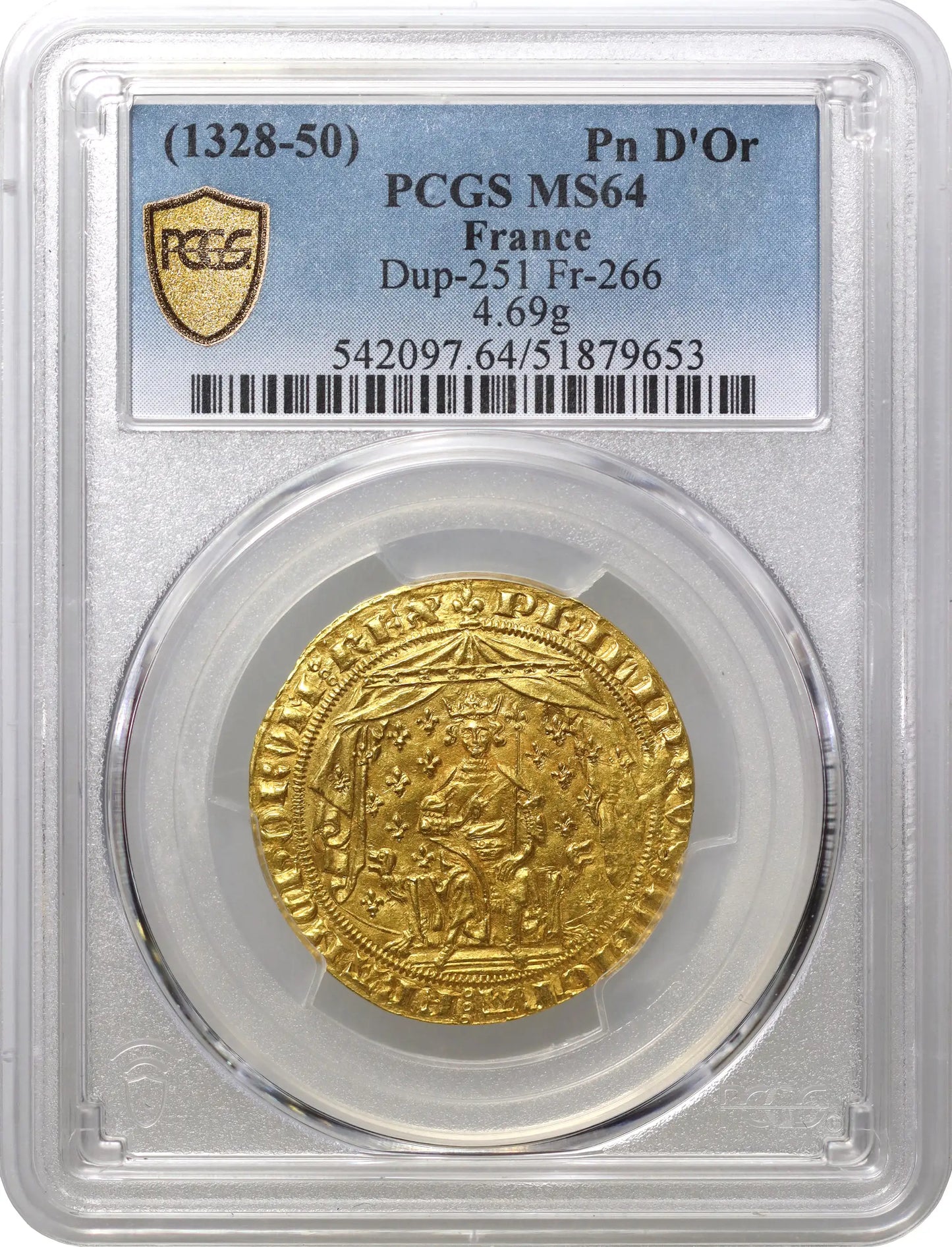 France, Philippe VI gold Pavillon d'Or, MS64