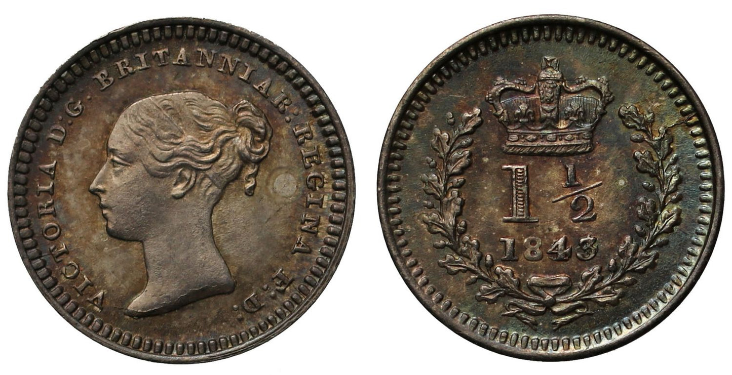 Victoria 1843 Three-Halfpence