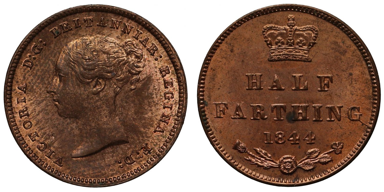 Victoria 1844 Half-Farthing, fourth year of issue
